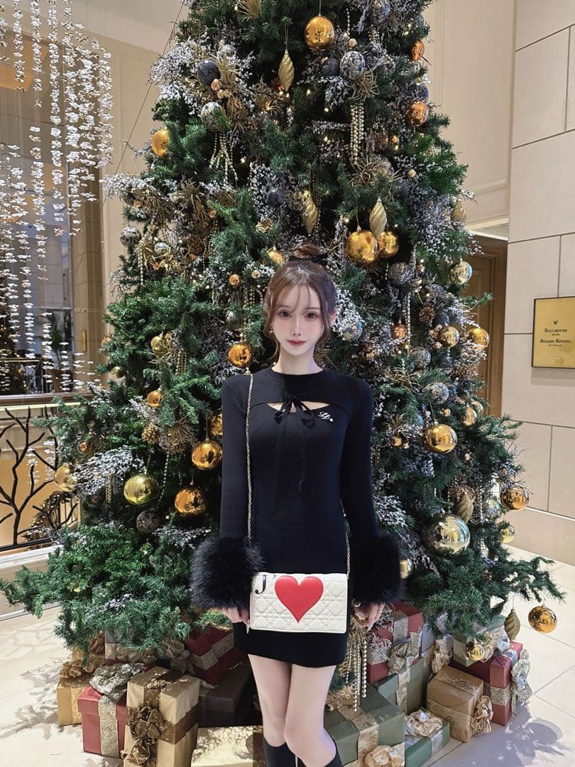 lumignon ルミニョン　ファーワンピース　ブラック