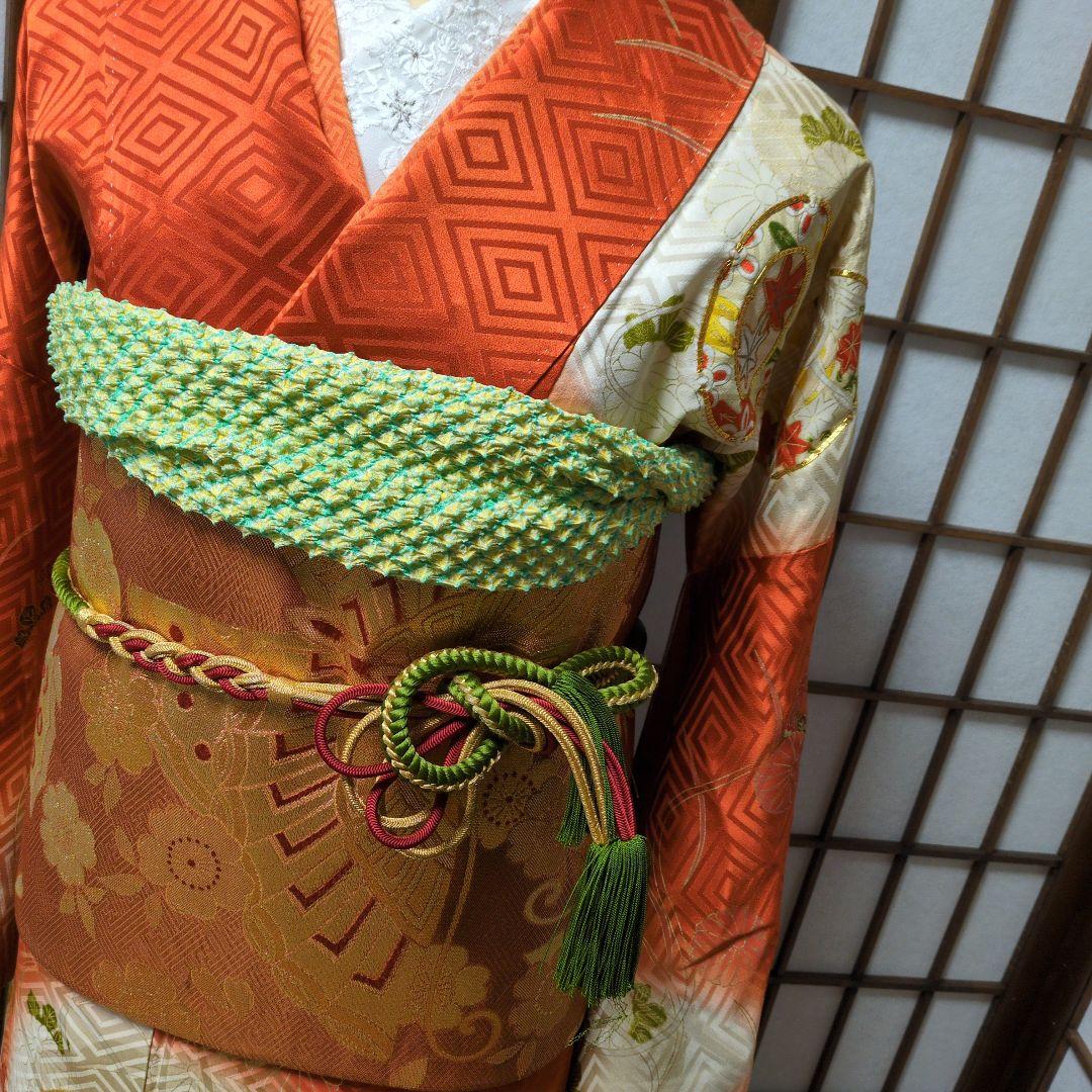 161センチ格式ある振袖帯セット　　正絹