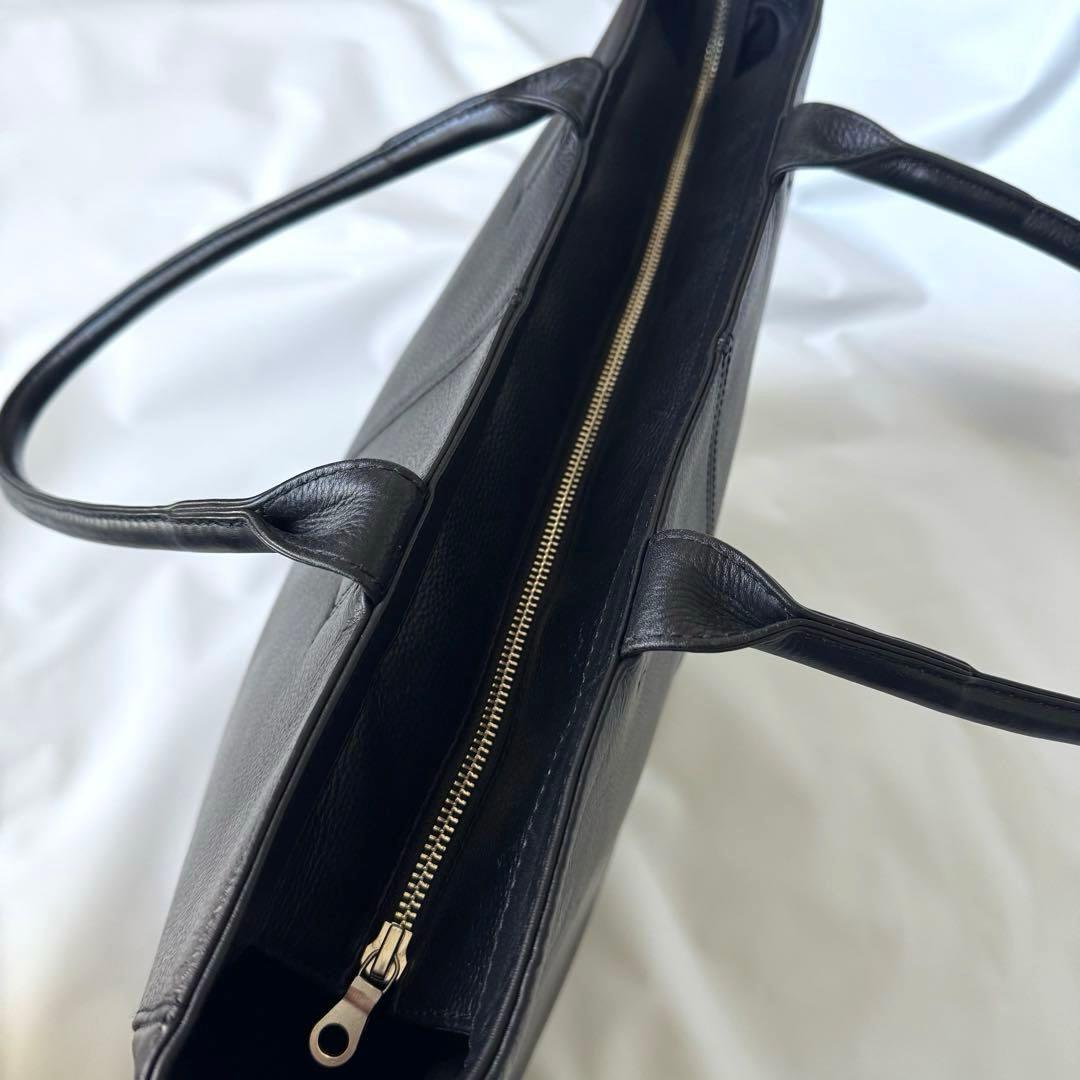 SHIPS シップス トートバッグ オールレザー シボ革 肩掛け B4 ブラック