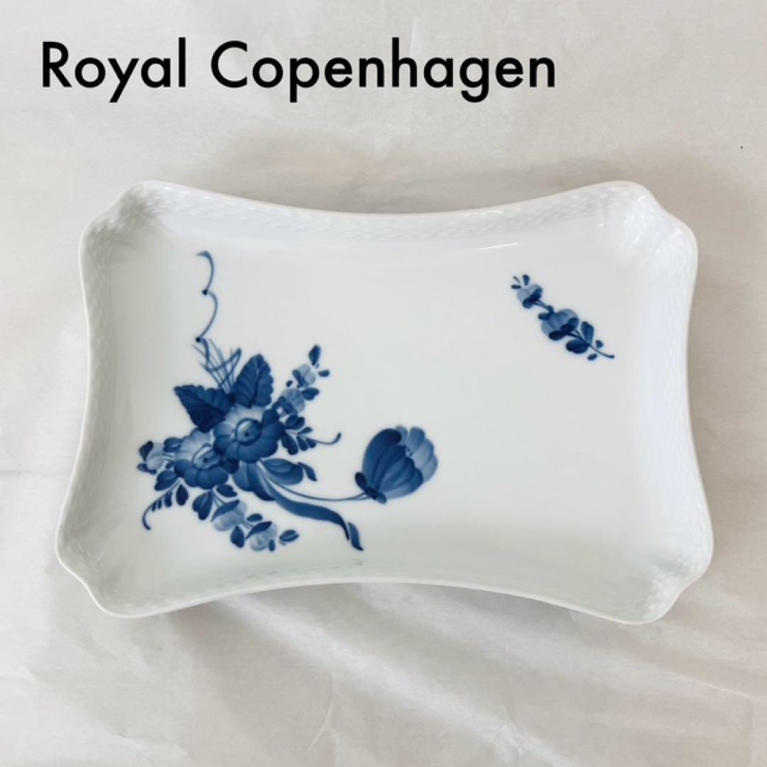   角皿スクエアプレート　ブルーフラワーカーブ