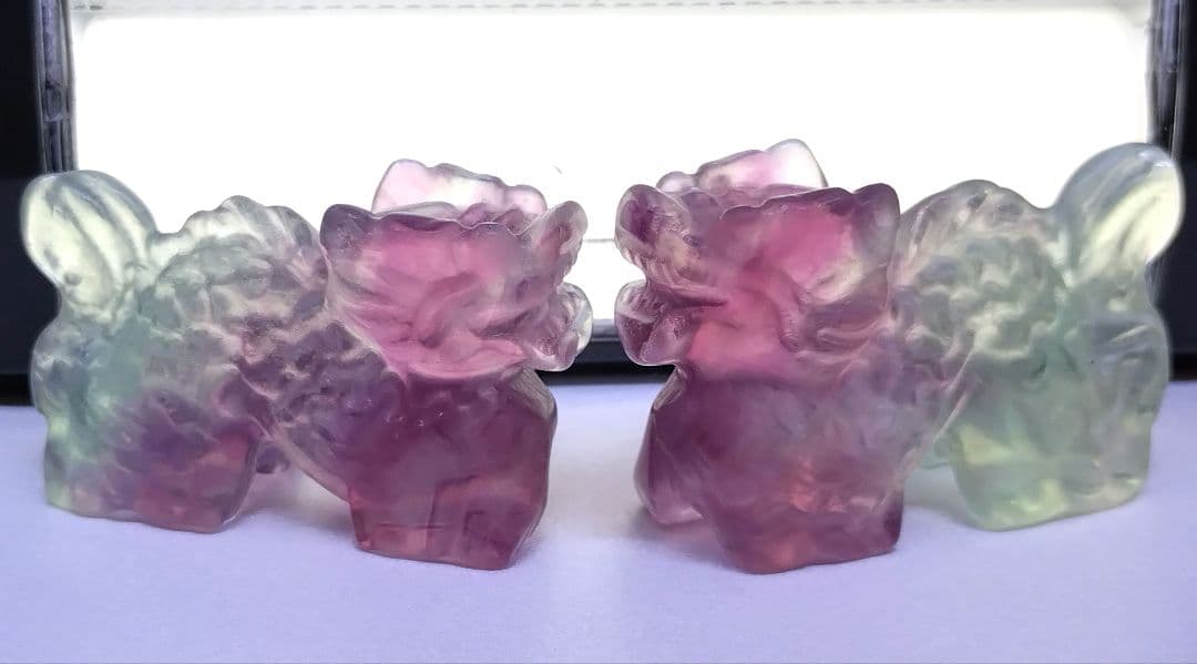 フローライト　キャンディ　龍　辰　ドラゴン　彫り物　カービング　干支　セット