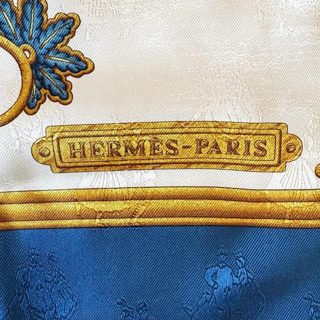 希少 美品 エルメス シルクスカーフ カレ90 冬の愉しみ ブルー HERMES