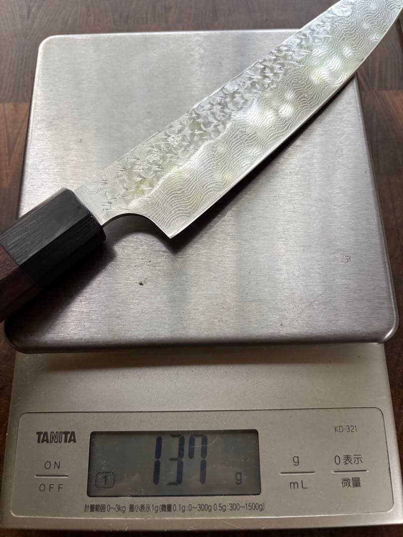 二唐刃物　SPG STRIX 切付　牛刀　200mm 包丁槌目　ダマスカス