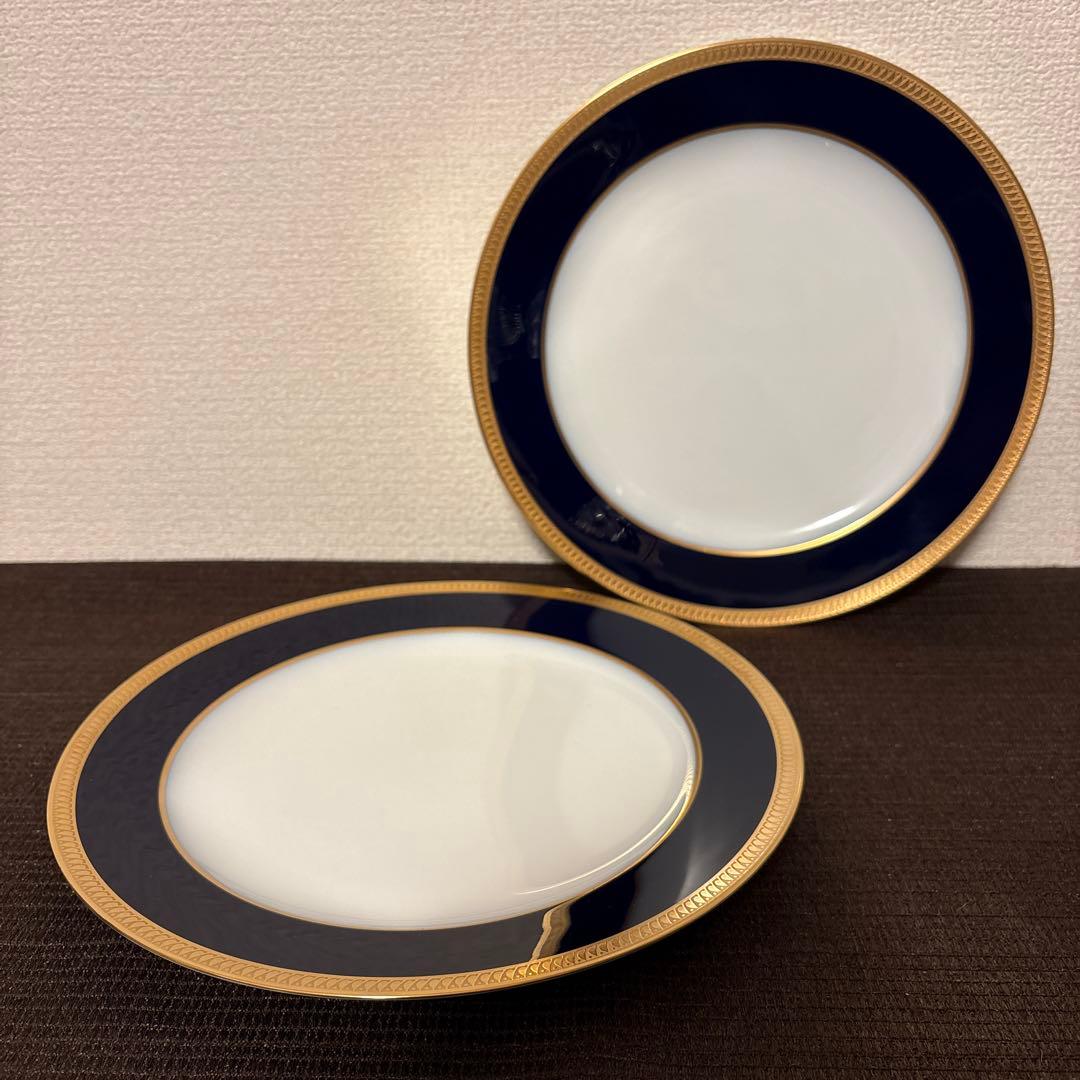 大倉陶園　ロイヤルブルー　瑠璃片葉金蝕　ディナープレート　25.5cm 未使用