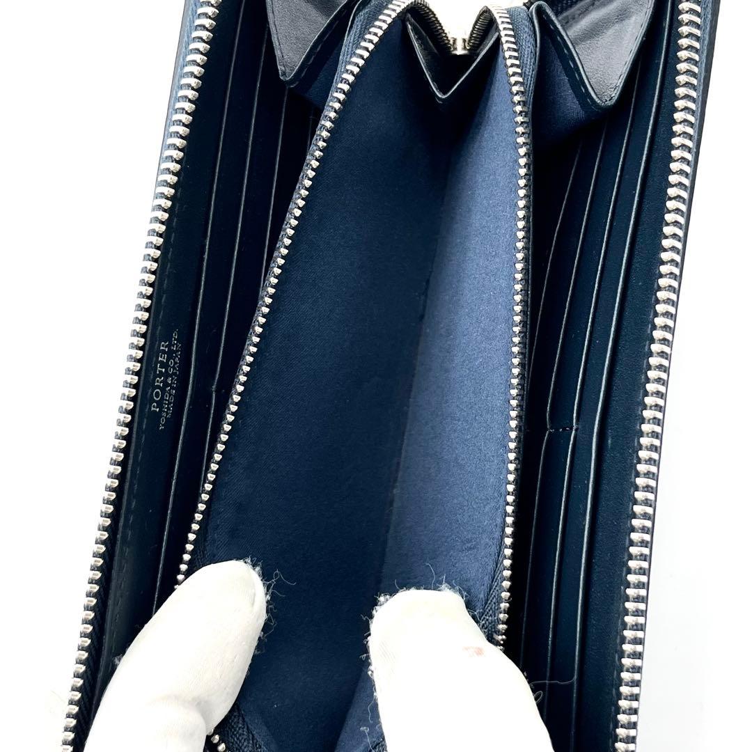 【極美品】PORTER 長財布　エイブル　L字ファスナー　レザー　ネイビー