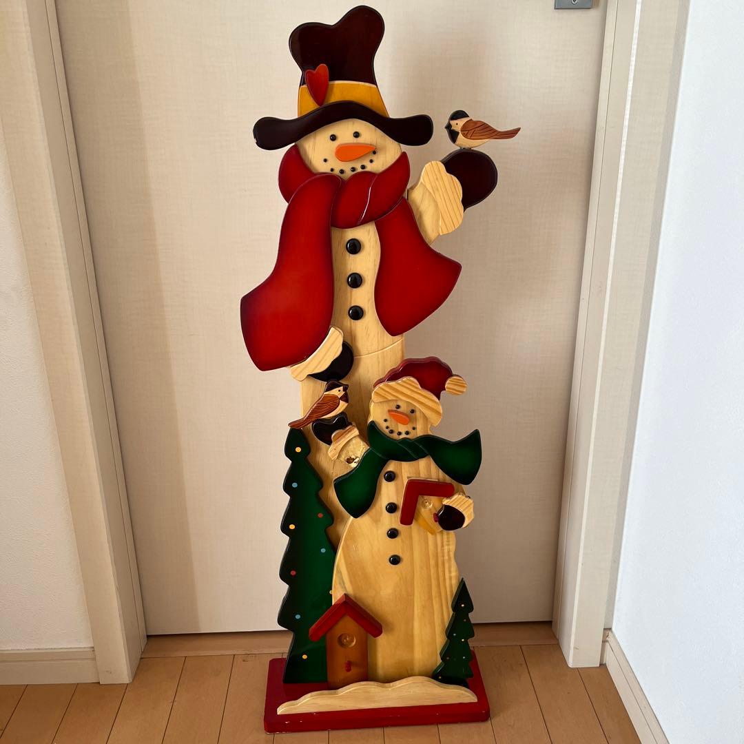 スノーマン木製オブジェ