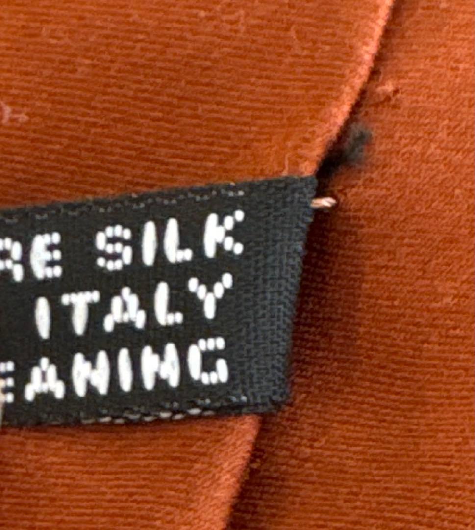 【未使用品級】ステファノリッチ ソリッドタイ プリーツ加工 オレンジ ネクタイ