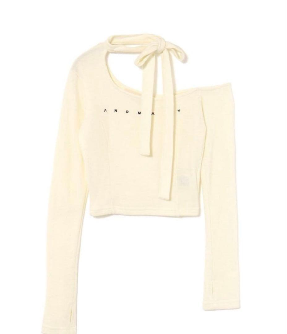 トップス andmary Nana ribbon oneshoulder tops