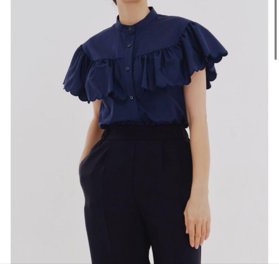 yori スカラップスリーブブラウス【2024SM】 36　ネイビー