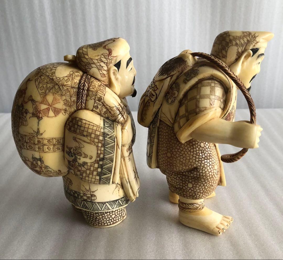 七福神 細密彫刻 時代物 縁起物 開運 置物 商売繁盛 彫刻