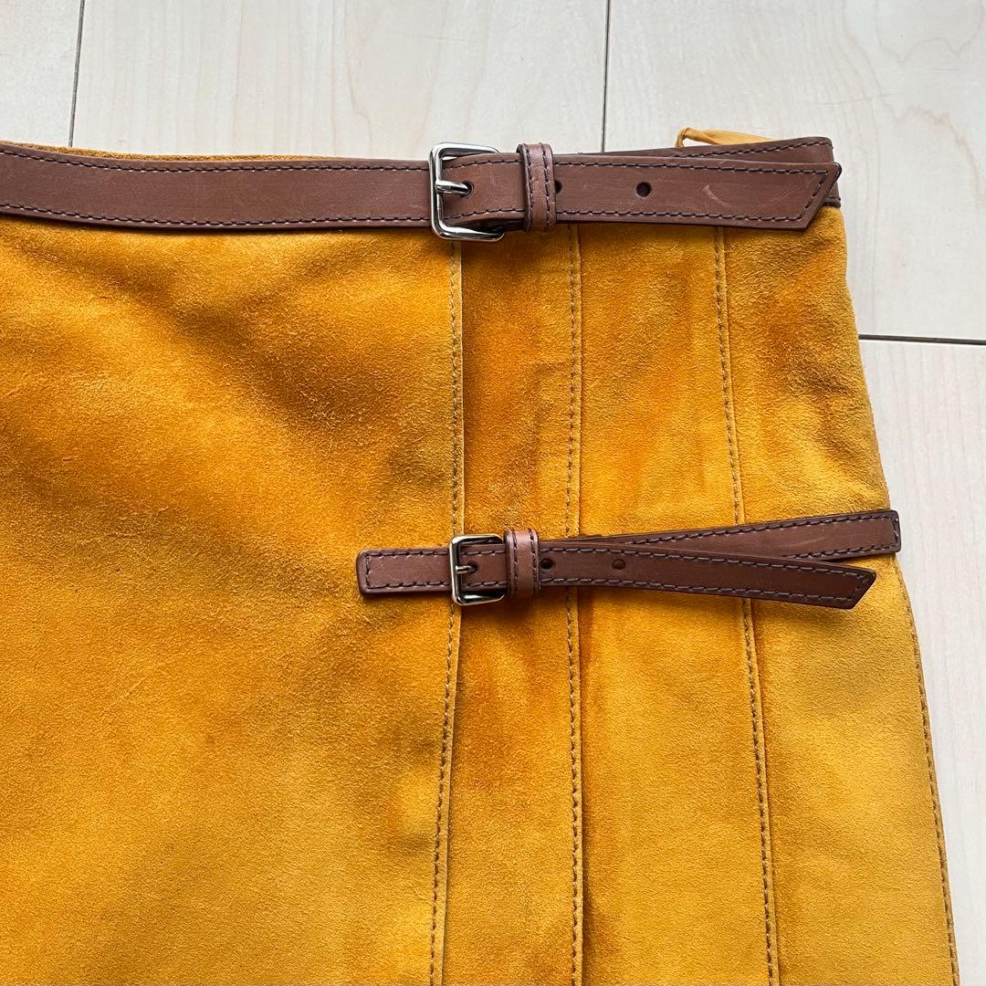 PRADA プラダ スエード レザー プリーツスカート38