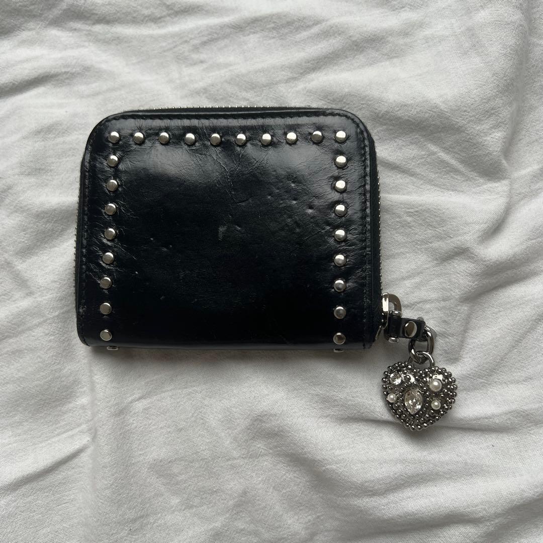 小物 miu miu heart charm leather coin case