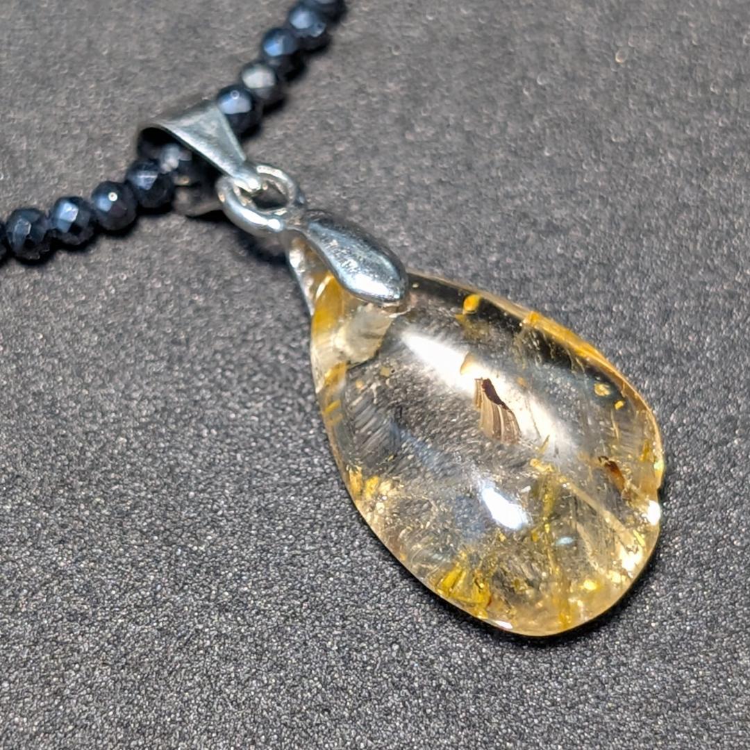 一点物 ペンダント ネックレス タイチンルチル チタンスピネル 極太金針水晶
