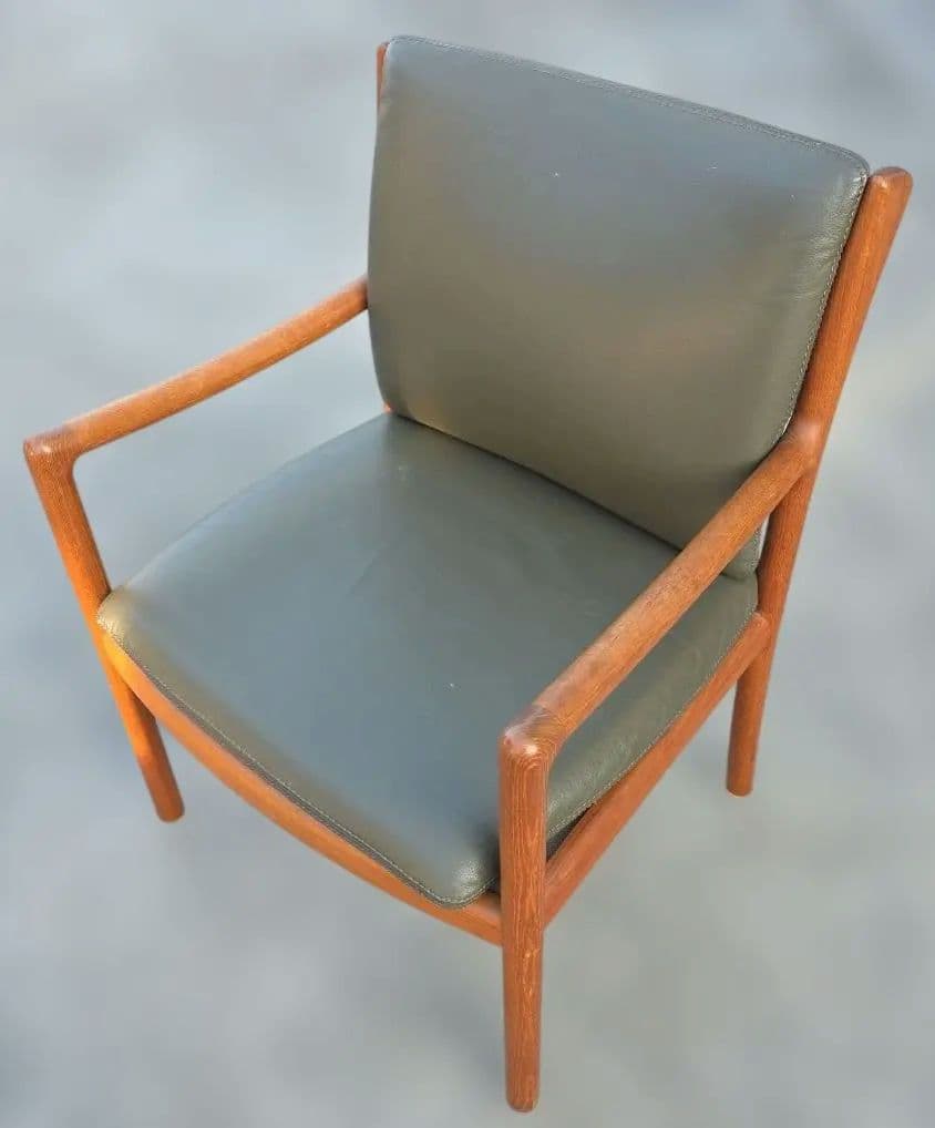 日田工芸 ヴィンテージ チーク無垢材×本革 アームチェア ダイニング ②