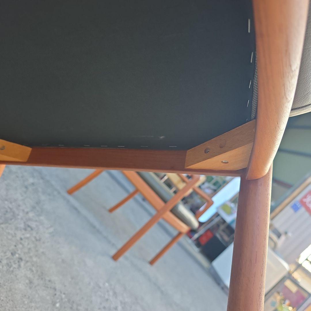 日田工芸 ヴィンテージ チーク無垢材×本革 アームチェア ダイニング ②