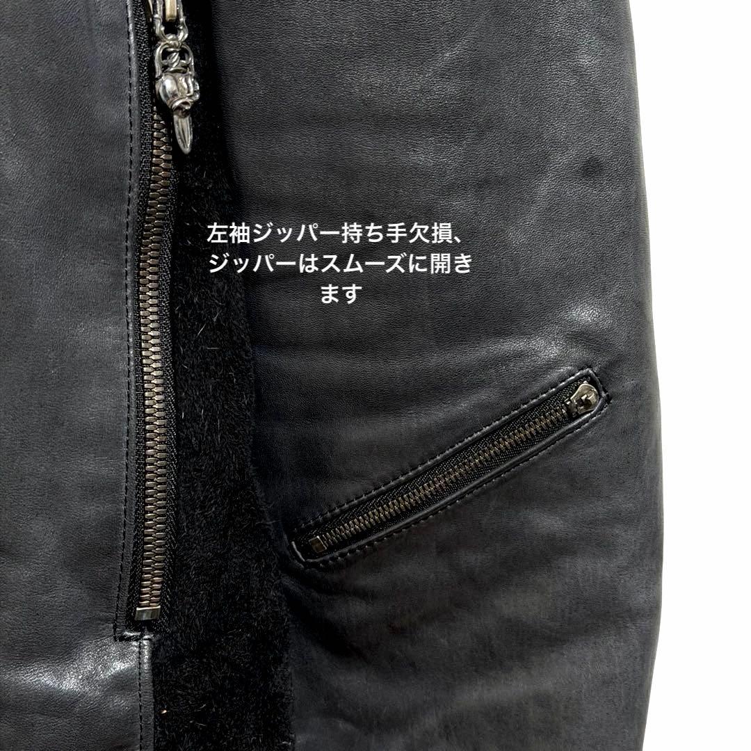 h*e様 日本製ホースハイド馬革シングルライダース 純銀タガーハートジッパーレザ