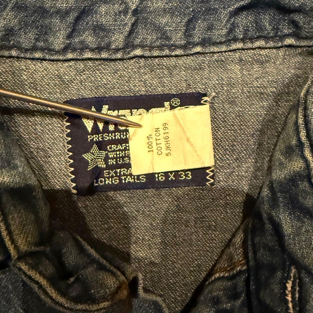 80s USA製 Wrangler 70127MW デニムシャツ ウエスタン