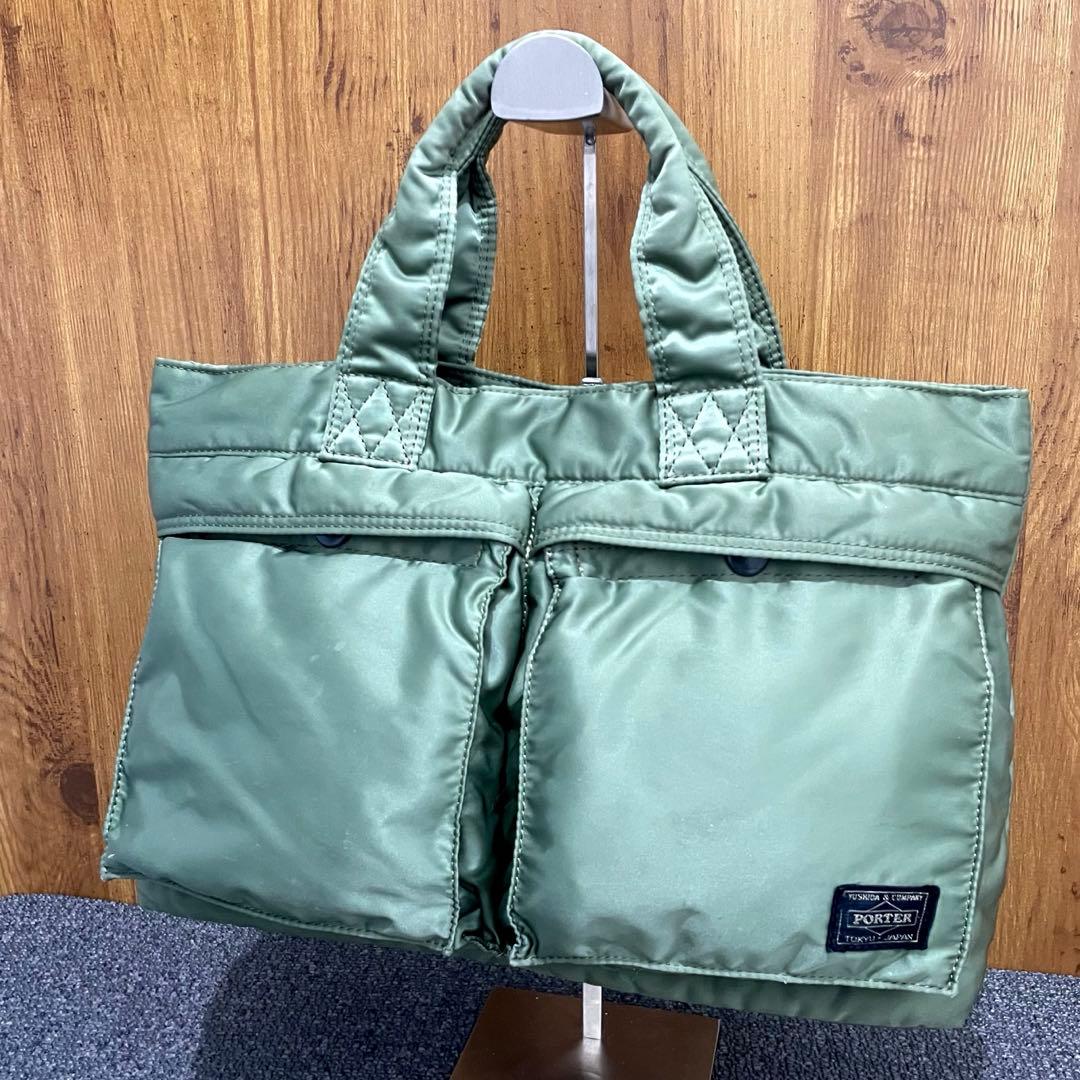 希少色✨ PORTER タンカー セージグリーン トートバッグ ハンドバッグ