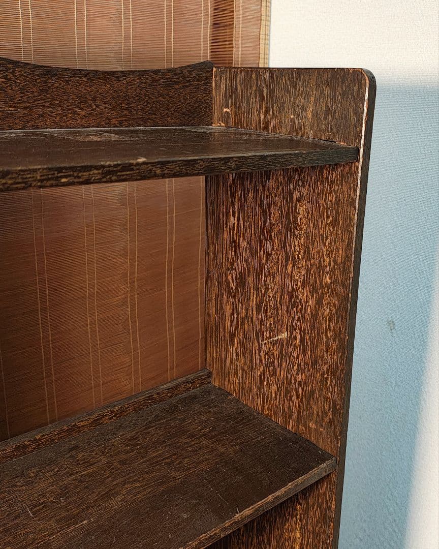 楔本棚4段　木製本棚　オープンラック　昭和レトロ　古家具