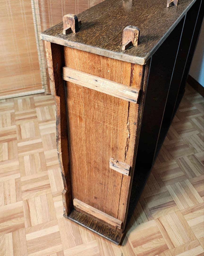 楔本棚4段　木製本棚　オープンラック　昭和レトロ　古家具