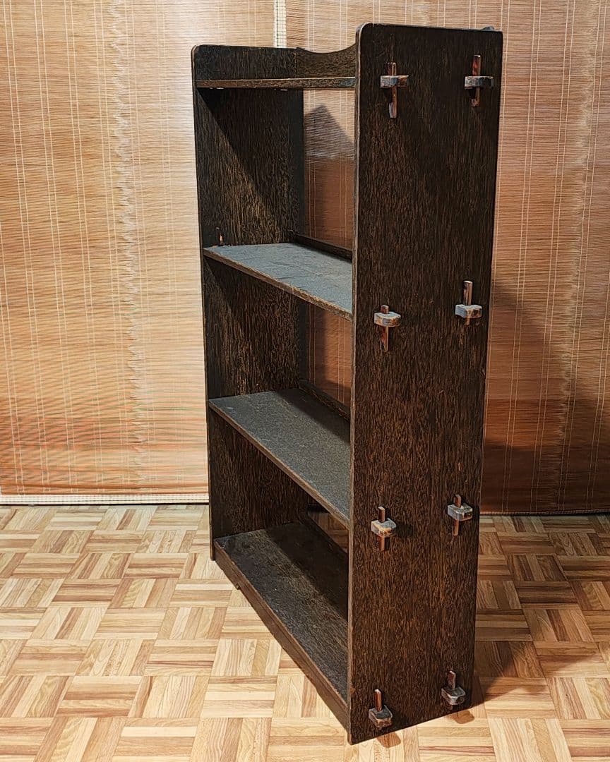 楔本棚4段　木製本棚　オープンラック　昭和レトロ　古家具