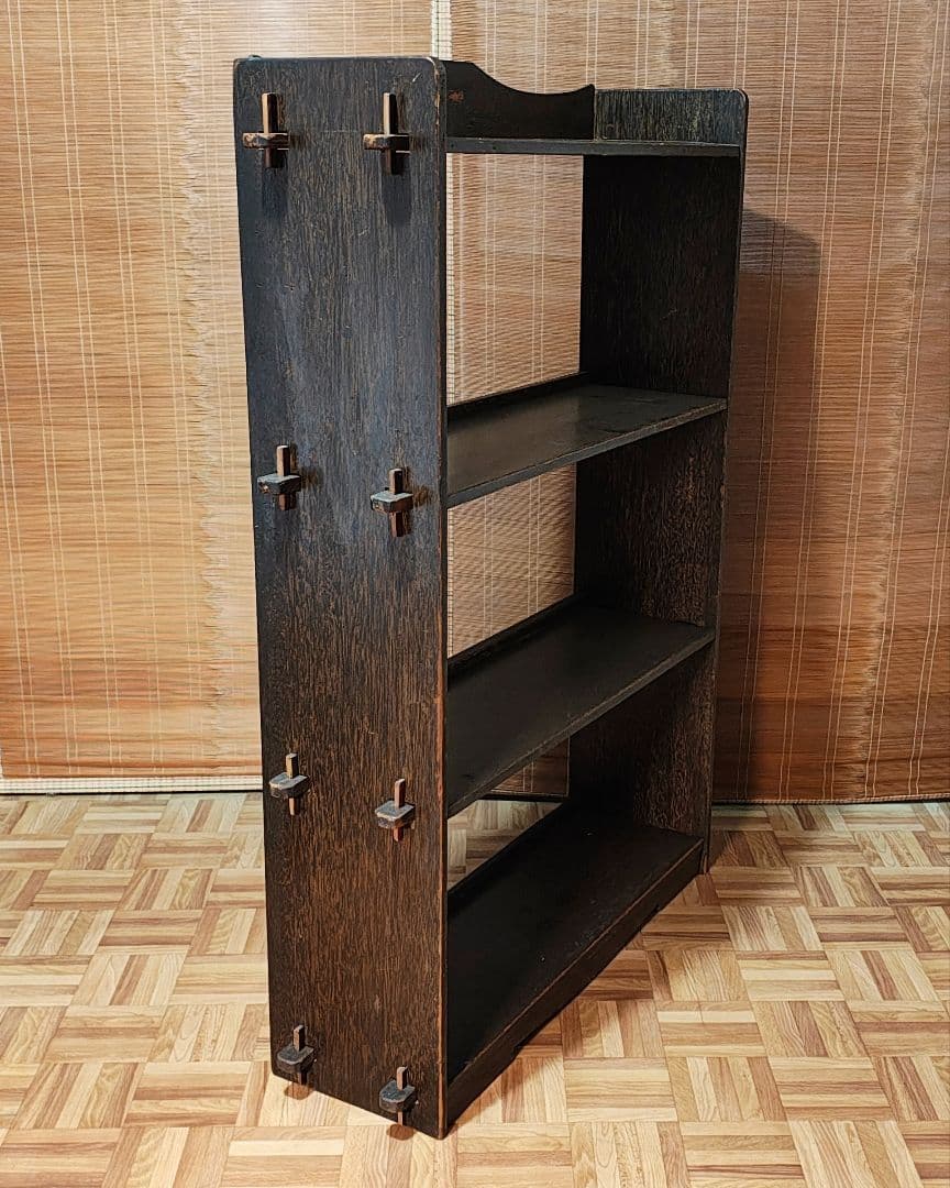楔本棚4段　木製本棚　オープンラック　昭和レトロ　古家具