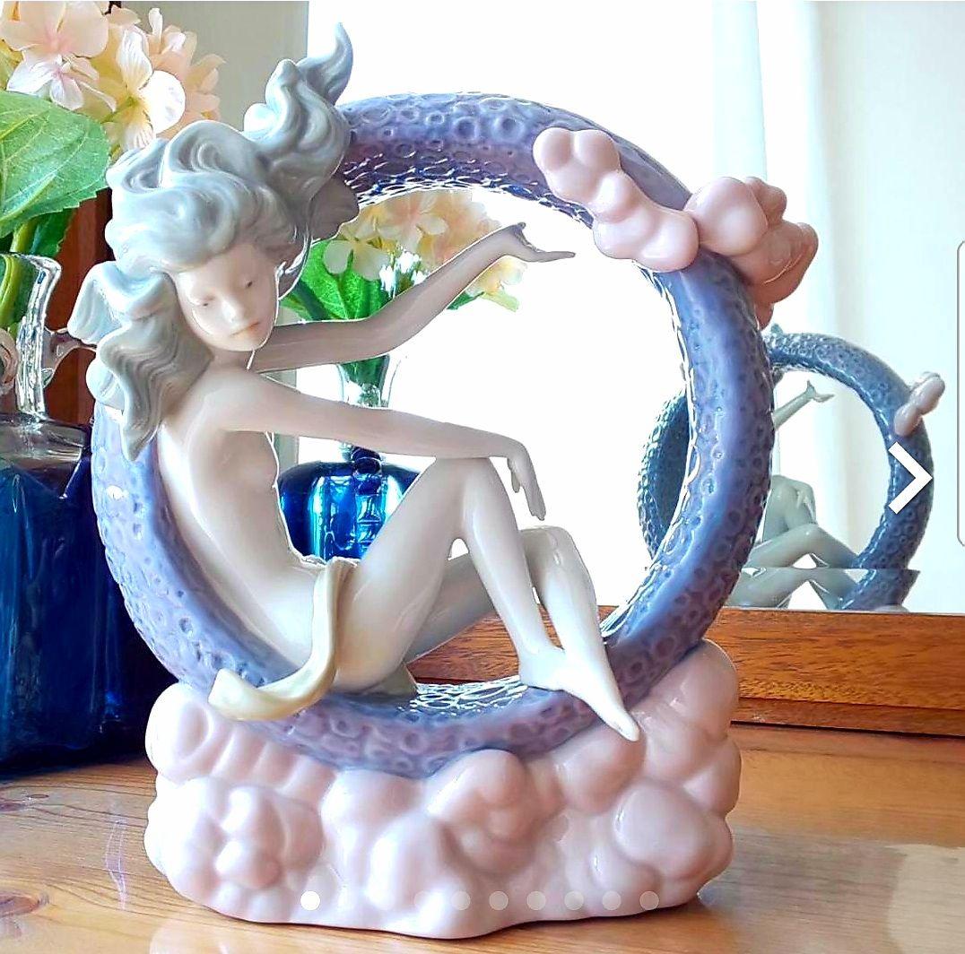 廃盤 期間限定品リヤドロ 名作「月の妖精」陶器 フェアリー 置物 フィギュリン