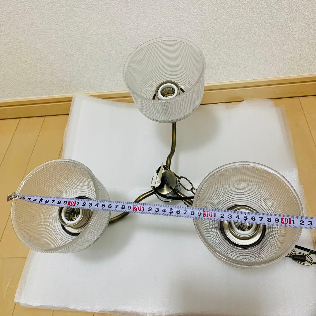 【動作品】ユーワ　ガラスペンダントライト 3灯