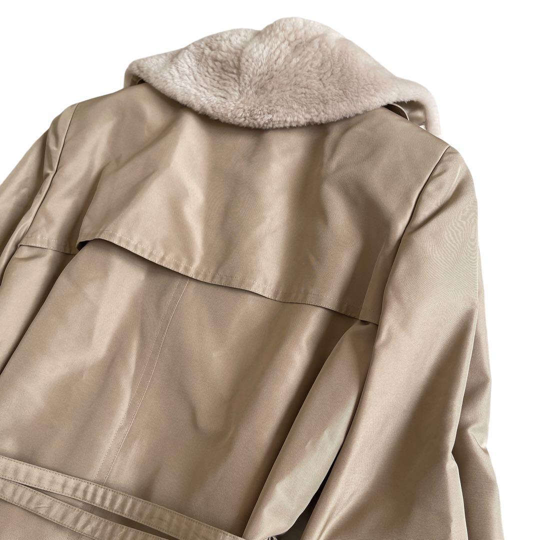 美品　超希少　フォクシー　ヌートリアファー　シルクトレンチコート　ベージュ　38