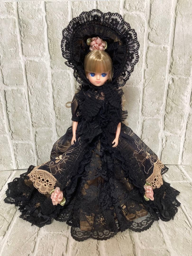 リカちゃんドレス22㎝ドールボンネット付きドレスハンドメイド