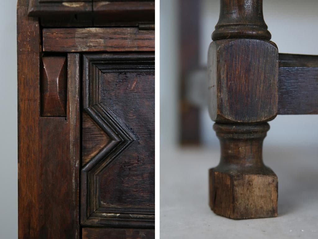 英国アンティーク木製ライティングビューロー/勉強机デスク/チェスト(92-225