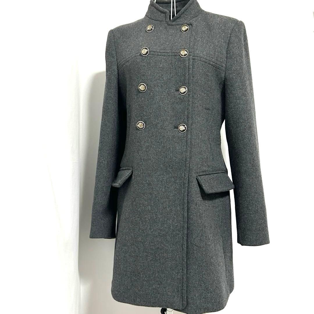 さかな様 ZARA ナポレオンコート ダブルブレスト グレー ロング M相当