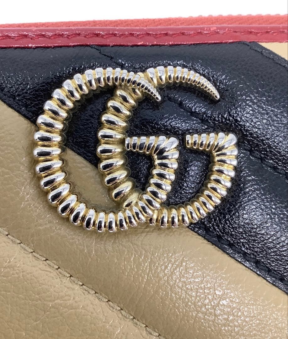 GUCCI レザー長財布 ストライプデザイン