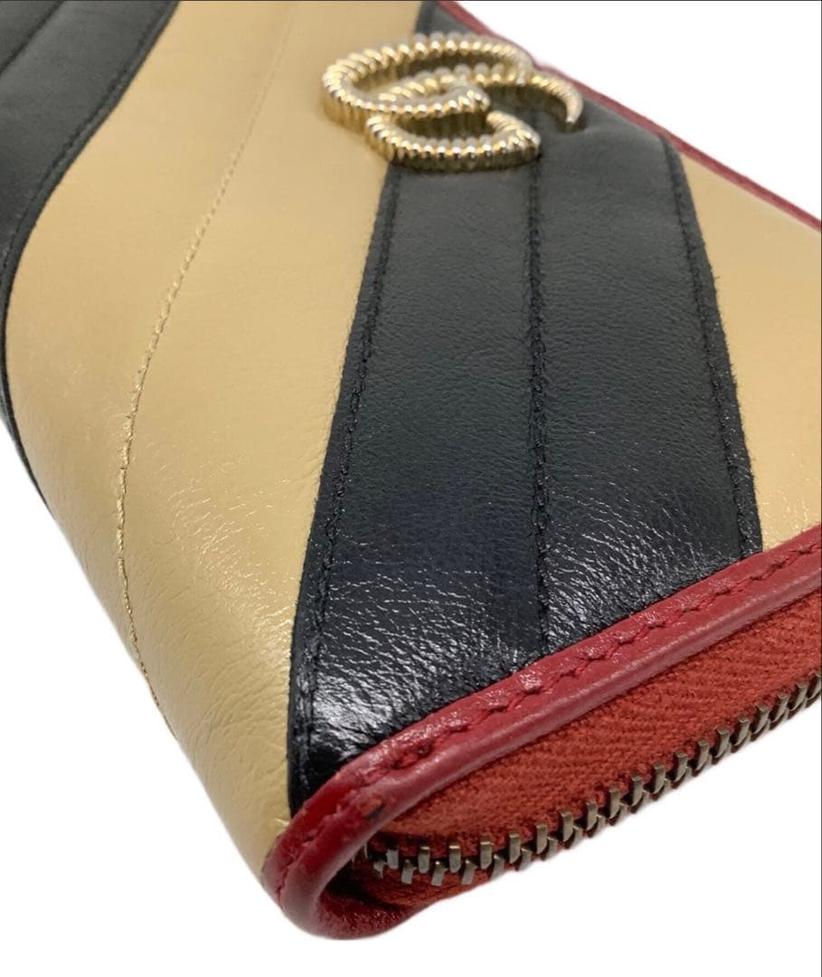 GUCCI レザー長財布 ストライプデザイン