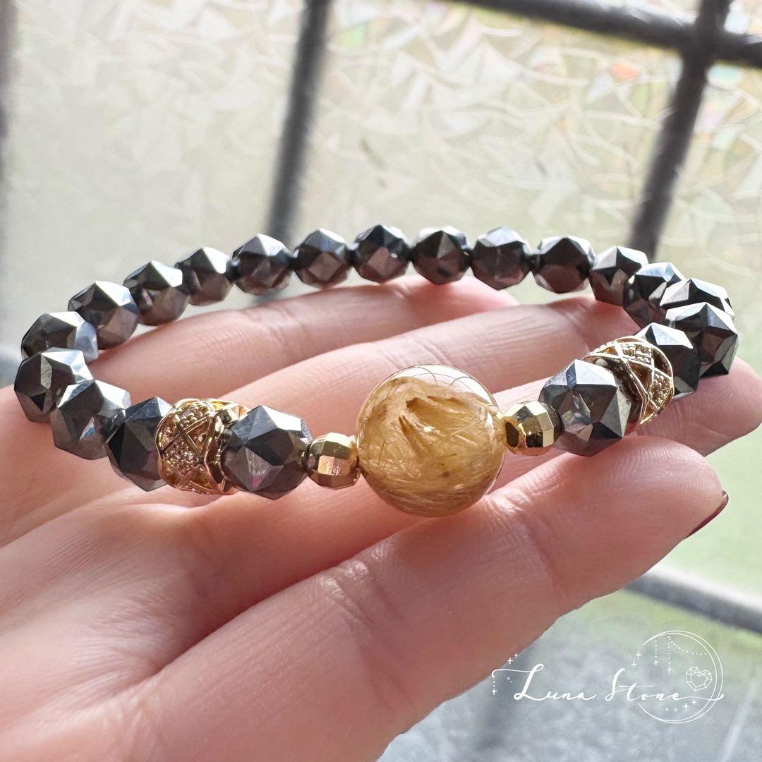 【タイチンルチル テラヘルツ】金 仕事 健康運を引き寄せる 天然石 ブレスレット