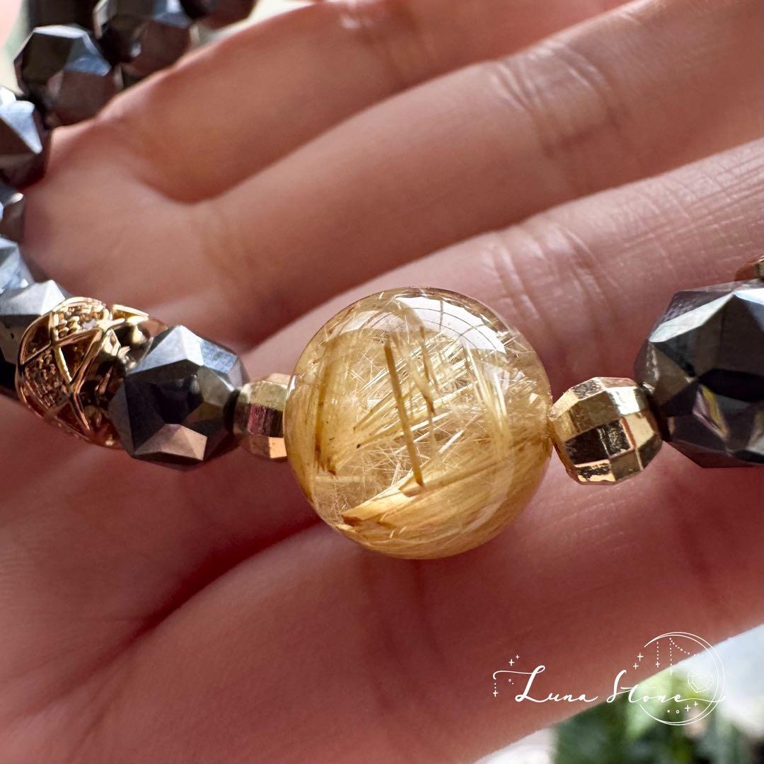 【タイチンルチル テラヘルツ】金 仕事 健康運を引き寄せる 天然石 ブレスレット