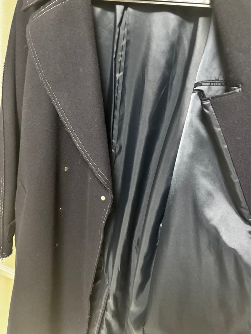 SUPER140Sウールカットオフステッチダブルオーバーコート　メゾンスペシャル