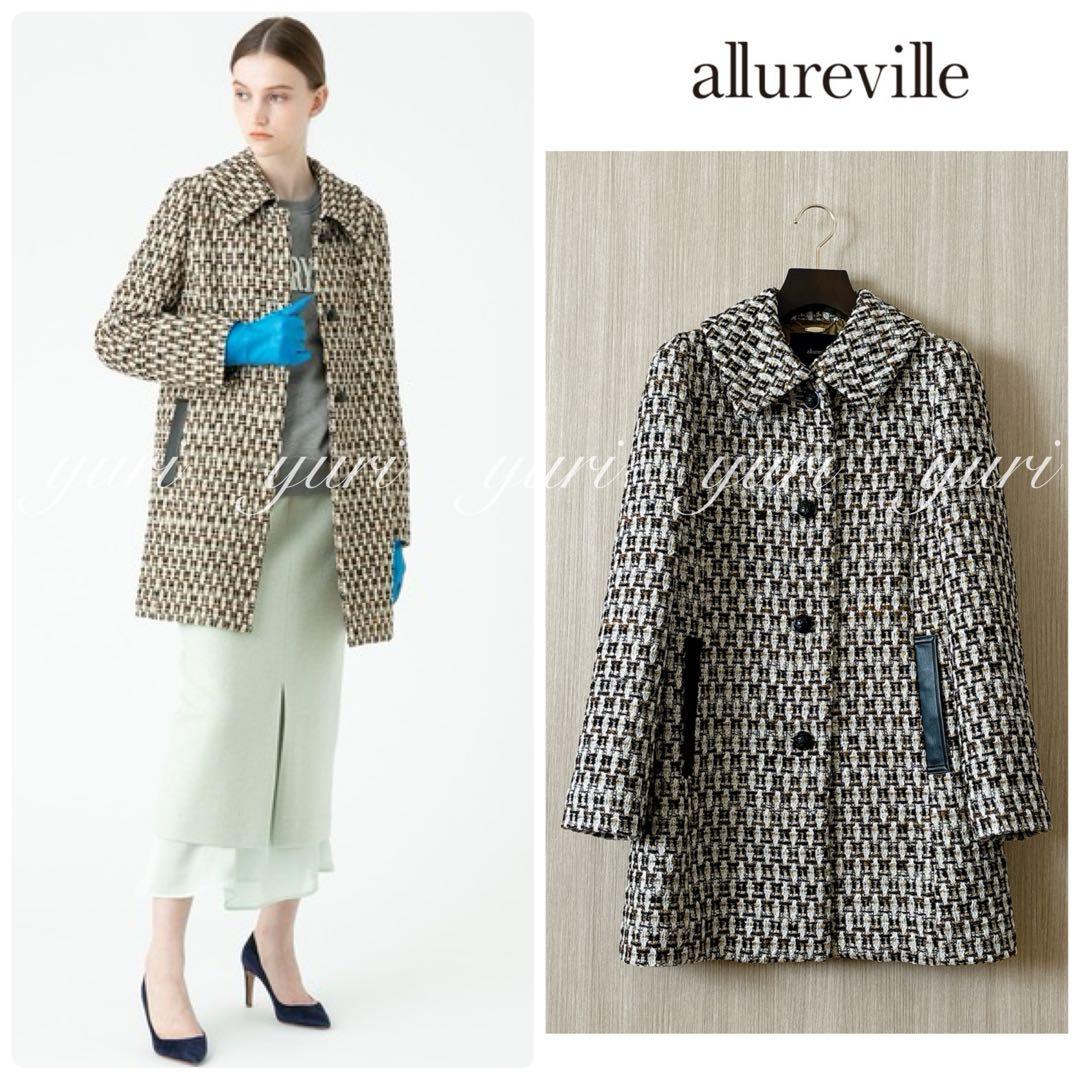 【1189】アナイ系列アルアバイル　ゴールドラメツイードステンカラーコート