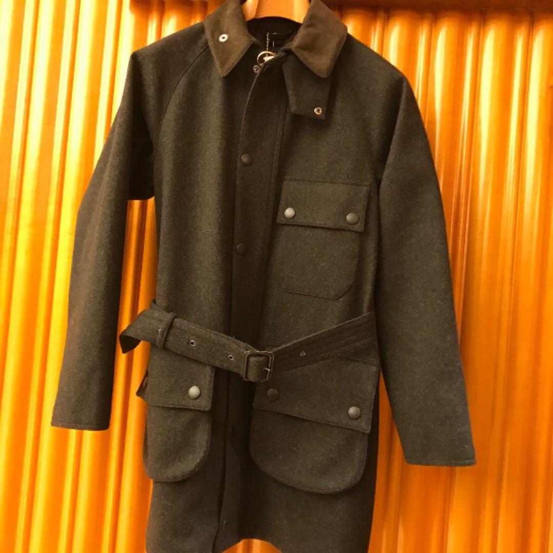 【美品】Barbour SOLWAY ZIPPER SL ウール 34 セージ