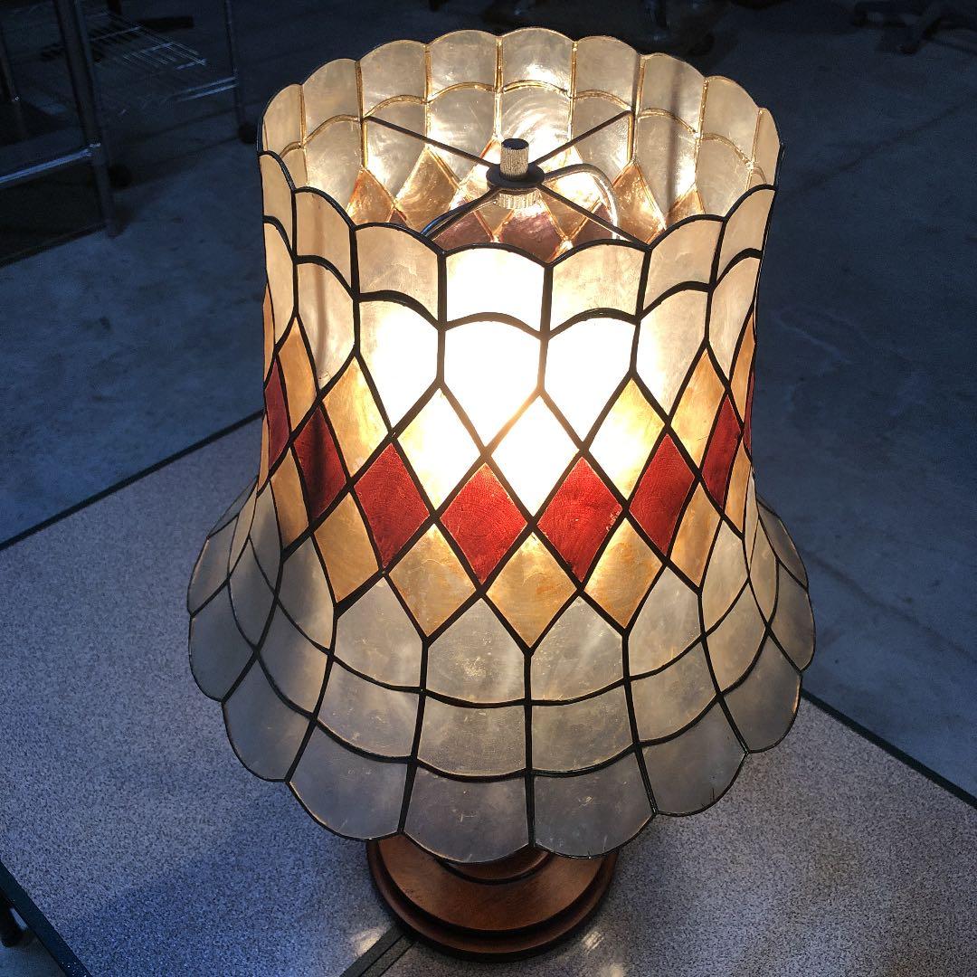 送料無料 昭和レトロ らでん 螺鈿 スタンドライト 卓上 アンティーク