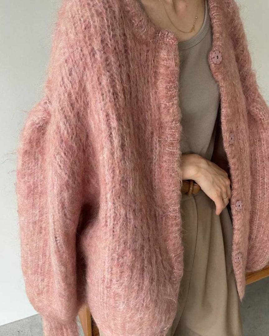 clane シャギーニットカーディガン