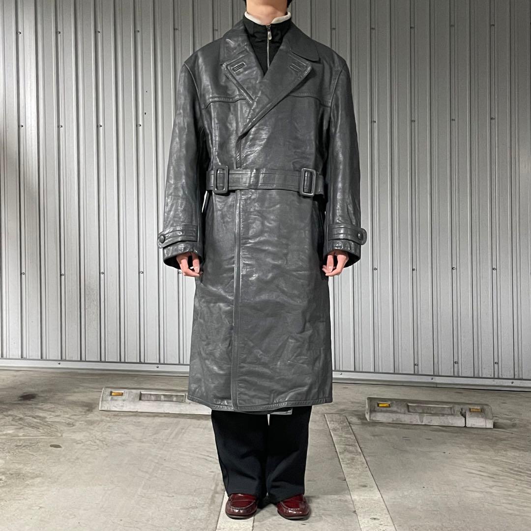 ジャケット・アウター vintage grey leather motor cycle coat