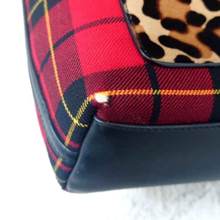 【希少】マイケルコース　ハラコ　チェック　レオパード　ハンドバッグ　トートバッグ