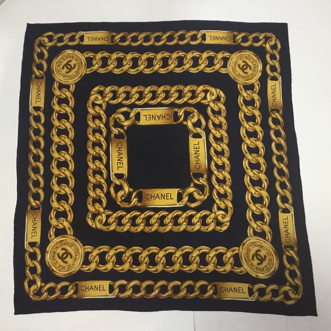 CHANEL ゴールドチェーン スカーフ　タグ付き