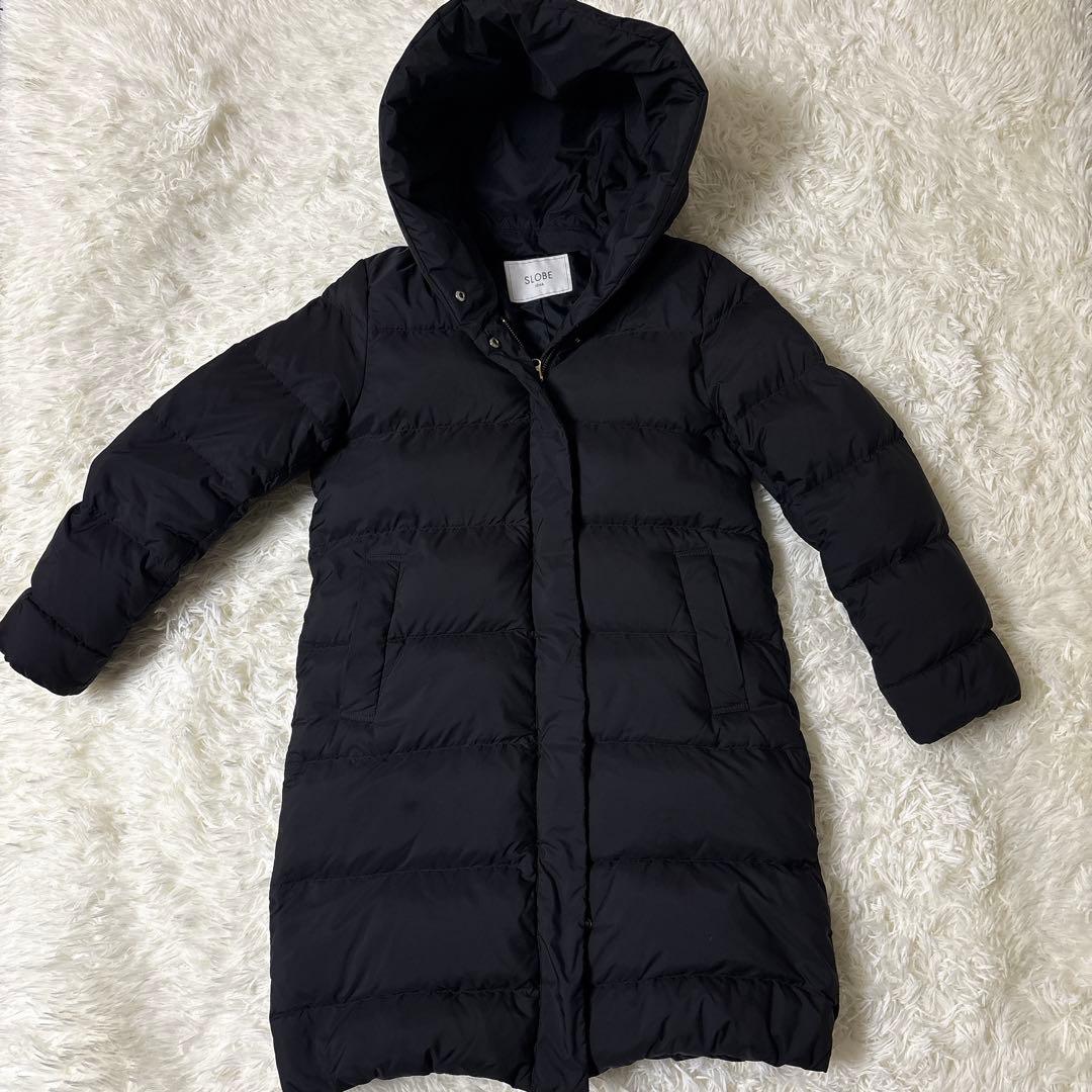 美品 スローブイエナ ショールフードロングダウンコート ブラック黒　サイズ 36