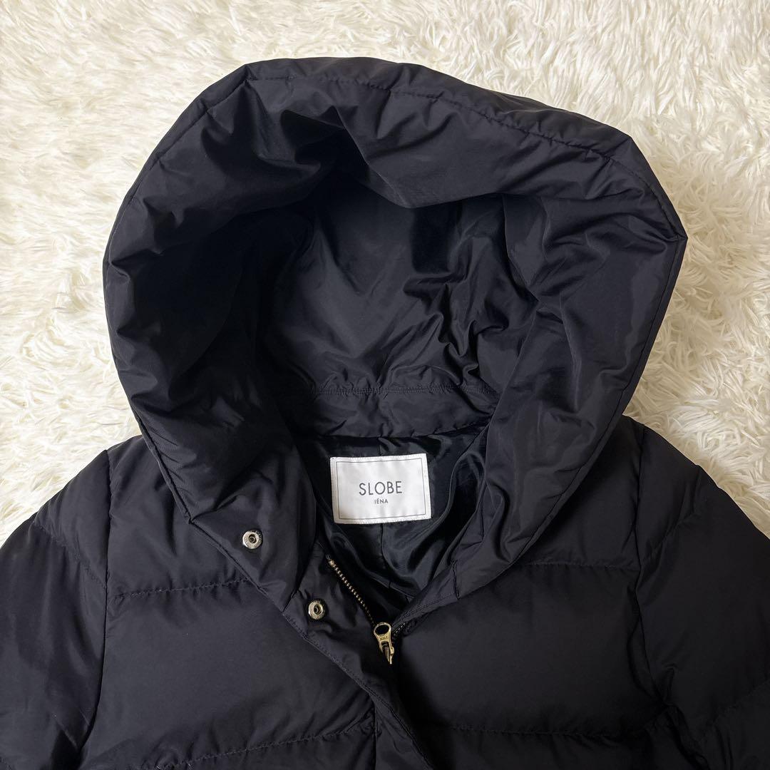 美品 スローブイエナ ショールフードロングダウンコート ブラック黒　サイズ 36