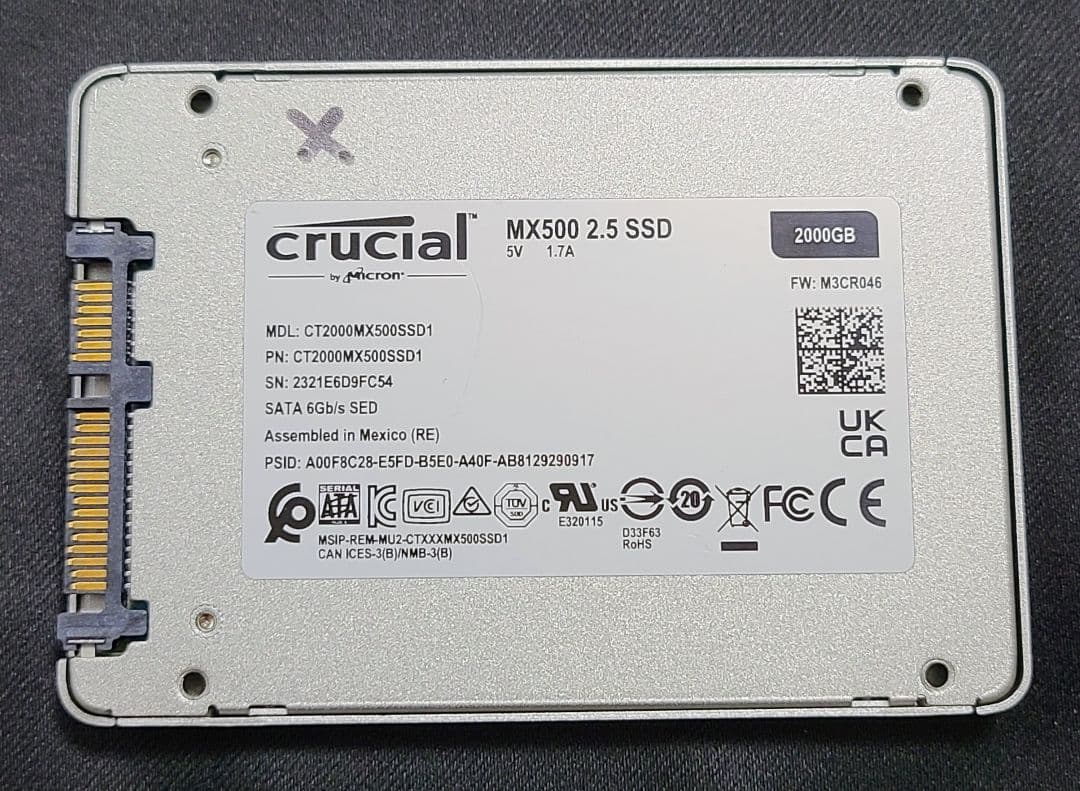 crucial MX500 2.5-inch SSD 2000GB（ジャンク）