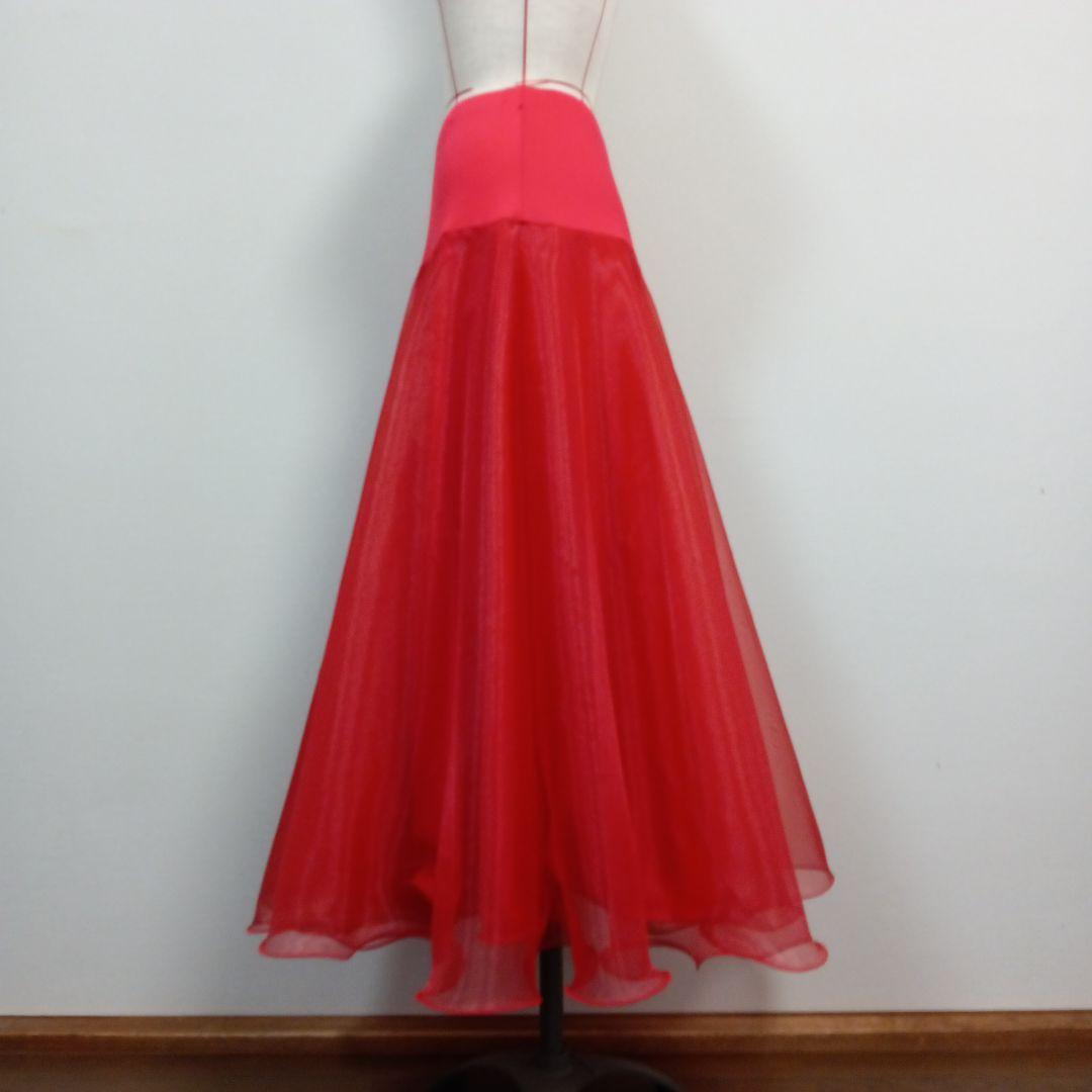 かまってちゃん ハンドメイド　社交ダンス　赤　セットアップ　　オーガンジー