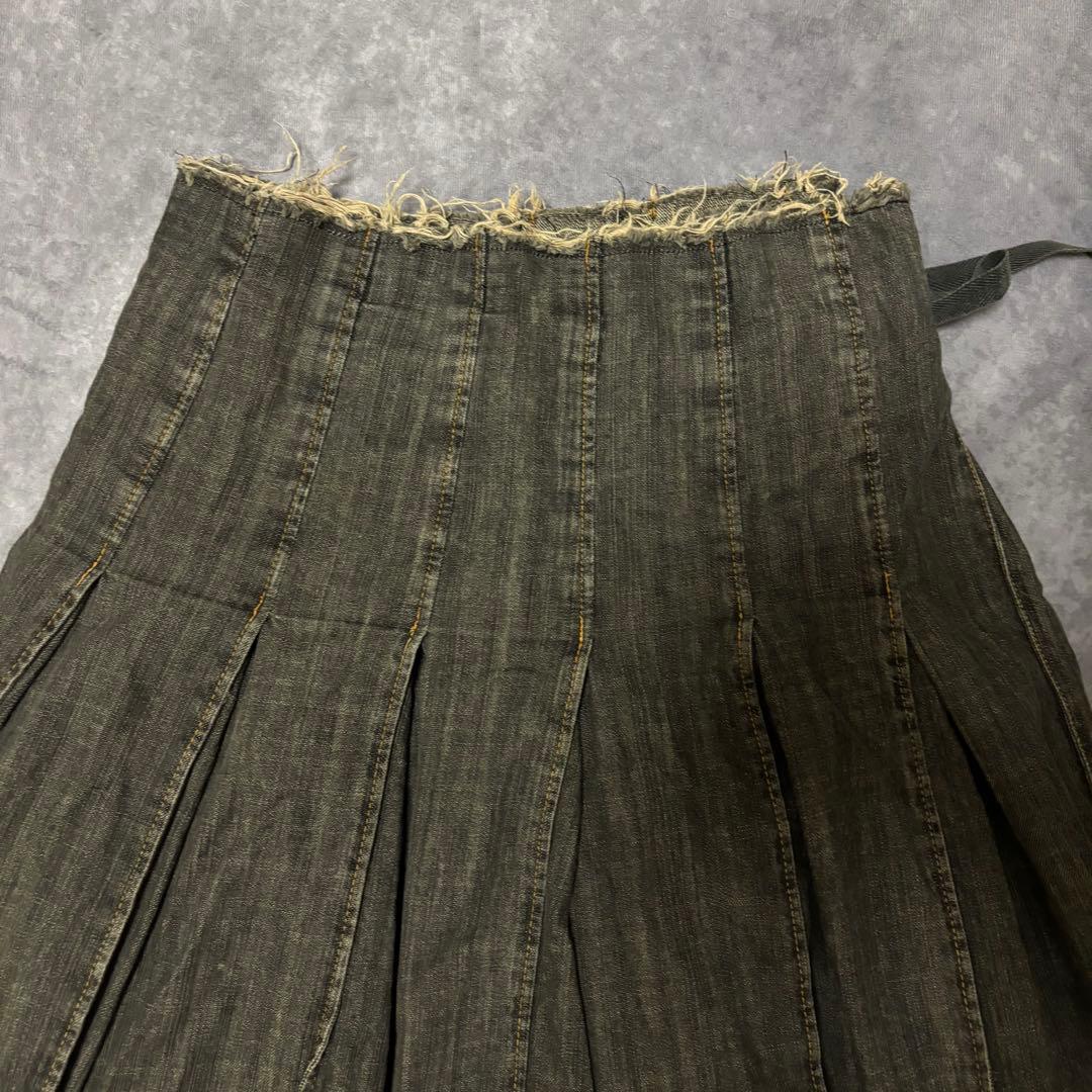 JUNYA WATANABE デニム　巻きスカート　プリーツ　カットオフ