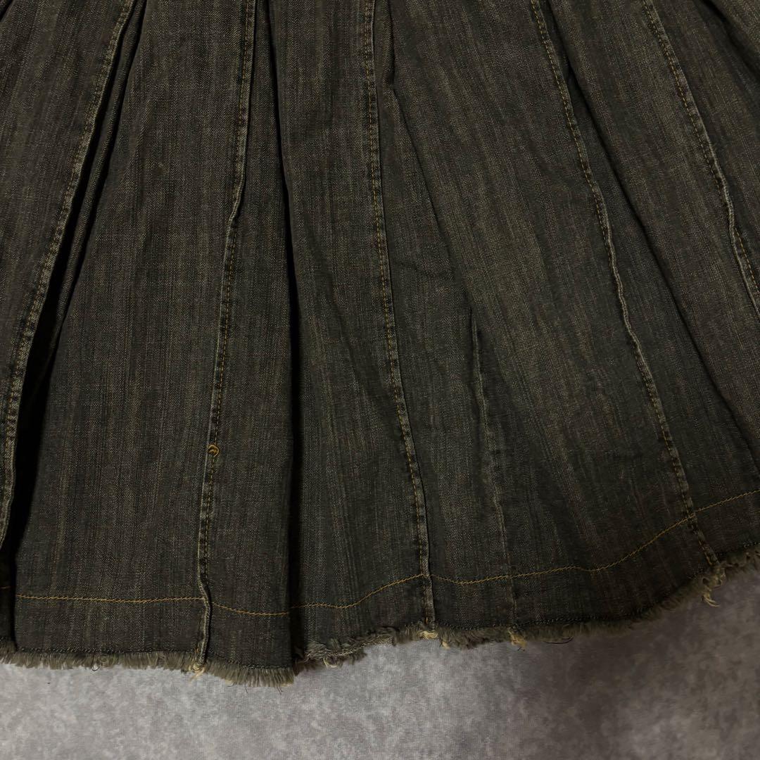 JUNYA WATANABE デニム　巻きスカート　プリーツ　カットオフ